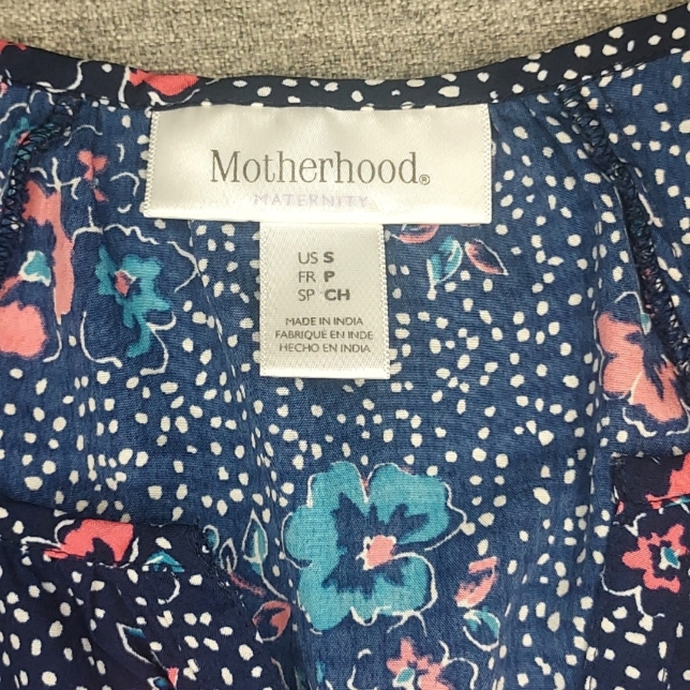 Motherhood Maternity Blue Pink Floral Print Blouse Shirt Size Small - Picture 7 of 8